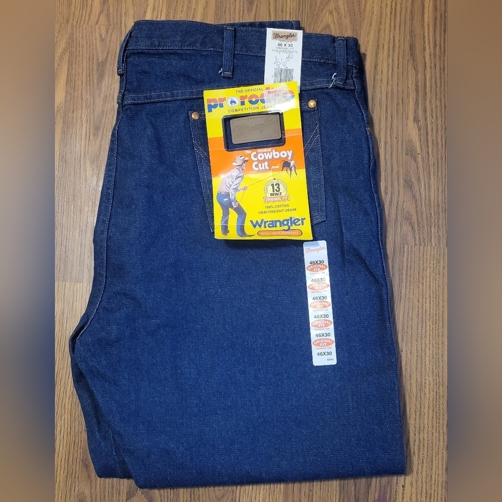 Wrangler Cowboy Cut Jeans Mens 46x30 Dark Wash Western Denim Classic Fit 13MWZ